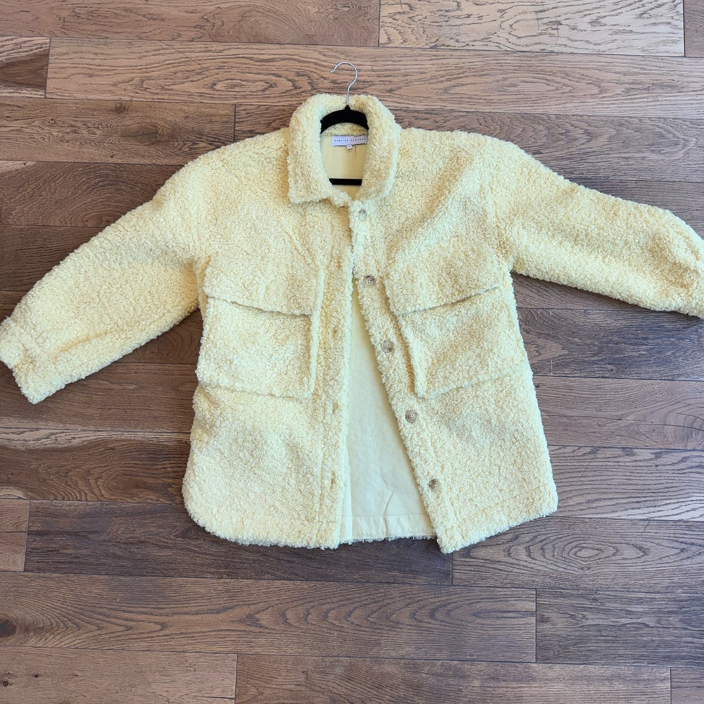 NEVER WORN English Factory Oversized Yellow Sherpa Jacket - Cozy Button-Up Coat
